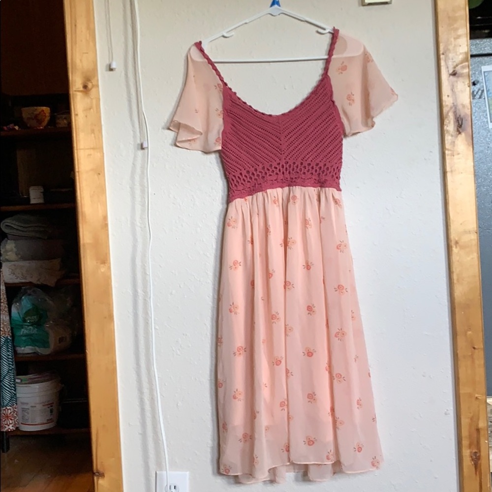 Boho Floral Pink Dress